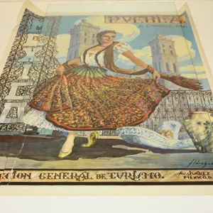 Vintage 1950s Florez Mexico Travel Tourism Poster By P. Velba,