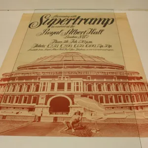 Rare Vintage Supertramp Royal Albert Hall Concert Poster, England,