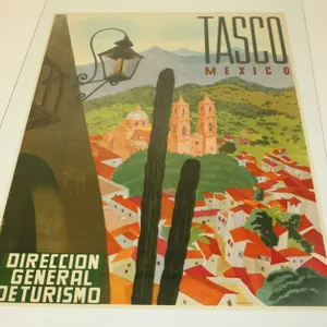 Vintage 1950s Taxco Mexico Travel Tourism Poster, Original Art