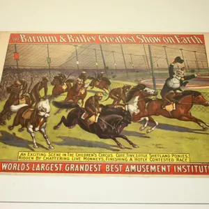 Vintage 1960 Barnum & Bailey “Monkeys Riding Ponies” Circus
