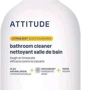 New ATTITUDE Bathroom Cleaner, EWG Verified, Plant-Based & Vegan, Safe for Bathroom Surfaces, Tiles, Tubs, Shower Walls, and Grout, Made in Canada