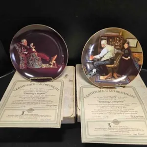 2 Norman Rockwell plates; Golden Moments series