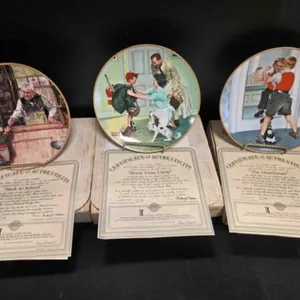3 Norman Rockwell plates; Coming of Age Collection
