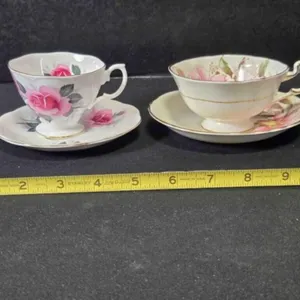2 teacups & saucers; Royal Albert Blue England