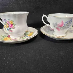 2 teacups & saucers; Royal Albert Bone China