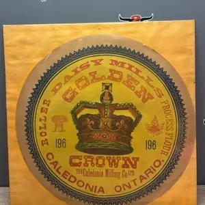 Daisy Mills Golden Crown Flour Label. 17.5”W x