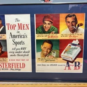 Framed Chesterfield Cigarette Advertisements.