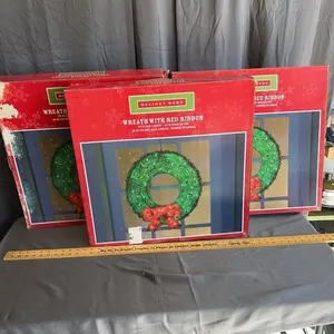 Lot of Three Holiday Home Lighted Christmas Wreath