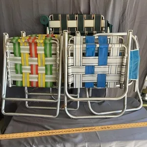 Vintage Woven Lawn Chairs and Portable Seating Lot