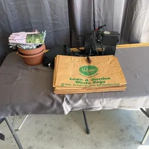 Mixed Lot of Lawn Garden Supplies and Air Compress