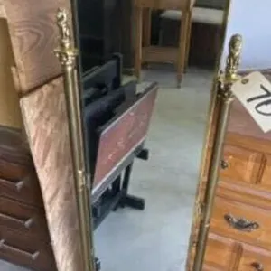 Vintage Brass Cheval Mirror 12"x54"