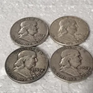 4-FRANKLIN HALVES 90% SILVER