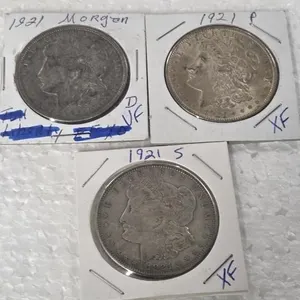 1921PDS-MORGAN SILVER DOLLAR SET VF-XF