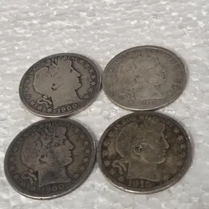 4-BARBER HALVES 90% SILVER