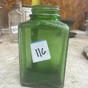 Green square apothecary jar