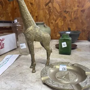 Brass ashtray and giraffe