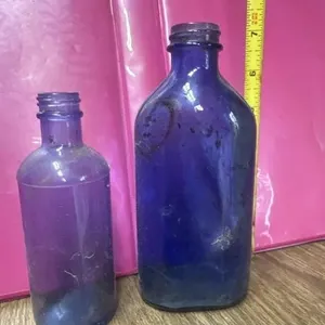 Vintage blue bottles
