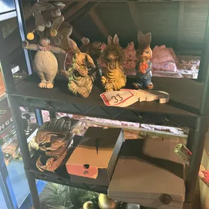 Shelf and rabbits and contents