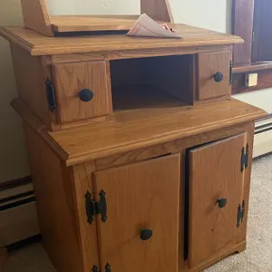 Cabinet and shelf, 23 x 18 x 28”