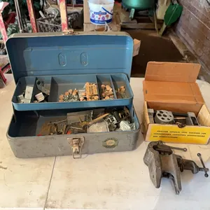 Vise, Doweling Jig & Toolbox of Misc