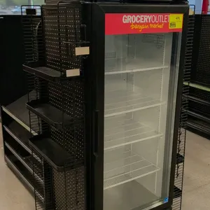 2022 IDW G-12SI-N-3-3-4-B-5 self-contained beverage cooler. Features a single glass display door, 4 wire shelves, LED lighting, and 2 side pegboard me