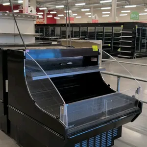 2022 Hussmann Q3-SSM-4S self-contained multi-deck open-air display case. Features clear shelf, clear acrylic sides, and digital temperature display. 4