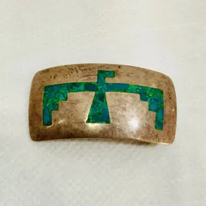 Silver Inlaid Turquoise Belt Buckle