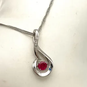 Sterling Silver Spinel & Diamond Necklace