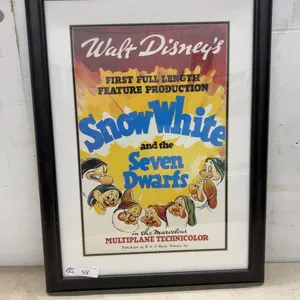 Framed Walt Disney Snow White and the Seven Dwarfs 1937 Movie Poster Reproduction, 32 x 23"