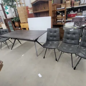 Seven-Piece Counter-Height Dining Set with Gray Wood-Grain Table and Tufted Chairs 29 x 71 x 36"