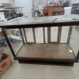 Antique Oak and Glass Store Counter Display Case with Sliding Panels and Shelves 42 x 59 x 27"