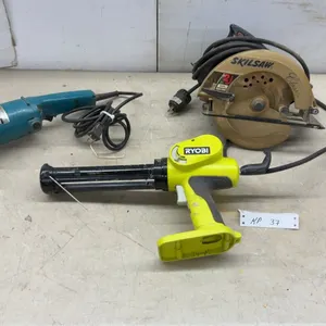 Makita 9005B 5" Disc Grinder, Skilsaw 5250-05 Classic Circular Saw, and Ryobi Cordless Caulk Gun