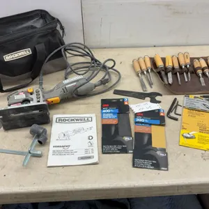 Rockwell Versacut RK3440K Mini Circular Saw with Laser, Wood Chisel Set, Sandpaper, and More
