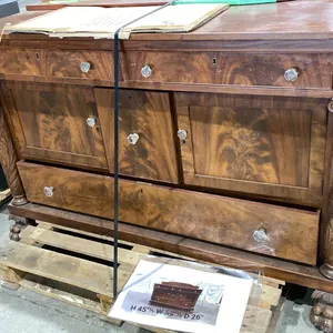 ANTIQUE 2 DOOR 4 DRAWER DARK WOOD CONTEMPORARY SIDEBOARD BUFFET