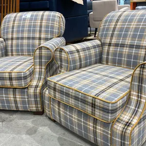 PAIR OF PLAID SOFA CHAIRS