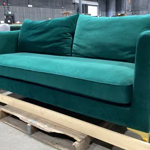 FOREST GREEN COUCH WITH GOLD LEGS