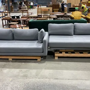 GREY UPHOLSTERED 2 PIECE SECTIONAL WITH CHROME LEGS