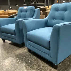 PAIR OF BLUE SOFA ARMCHAIRS