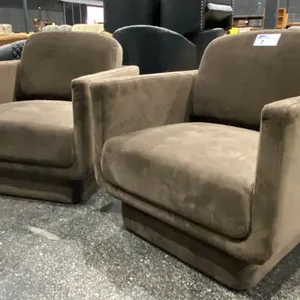 PAIR OF BROWN MODERN ARMCHAIRS