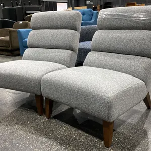 PAIR OF GREY MODERN ARMLESS ACCENT CHAIRS