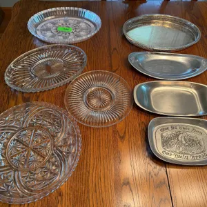 Mixed lot of 7 Glass Metal Platters Trays