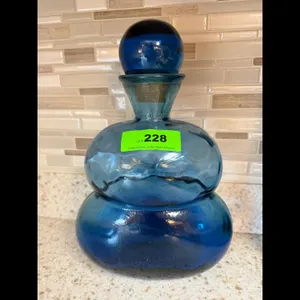 Blue Glass Decanter with Stopper