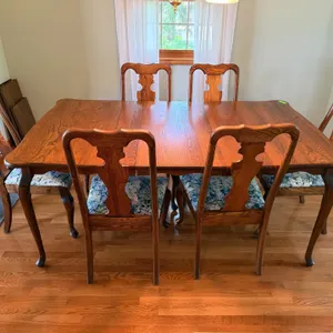 Vintage Oak Dining Table 6 Chairs
