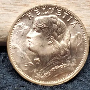1959 Gold Switzerland 20 Francs BU 90%/6.45 Grams