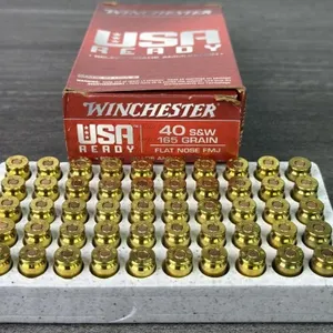 (50) Rounds Winchester 40 S&W 164 GR Flat Nose