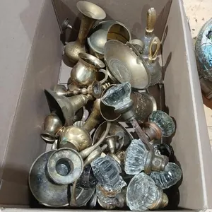 Bundle with assorted Brass items, Brass/Glass