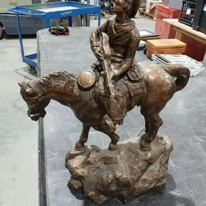 Vintage Cowboy on horseback statue, 21"H