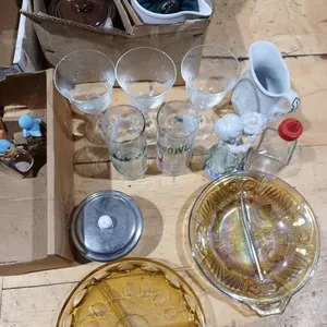 Bundle with Vintage Amber glass candy dish