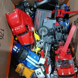 Toy bundle with cars, trucks, trailers, dirt bikes