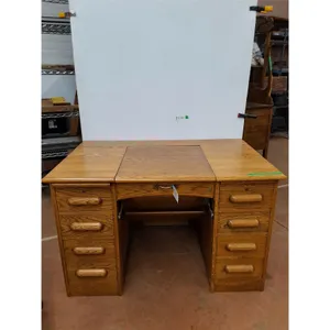 *Six Drawer Wooden Typewriter Desk and Wooden Chair No Shipping